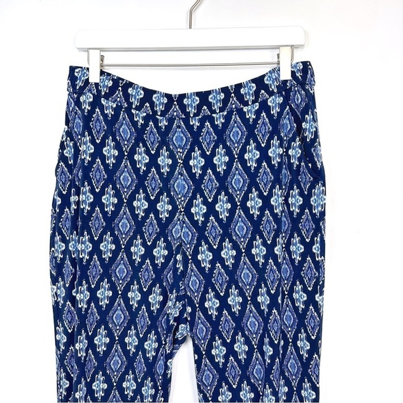 White House Black Market Ikat Printed Knit Crop Jogger Style Pants Blue Size M/L - Picture 4 of 12